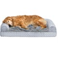 FurHaven Plush Fur & Diamond Print Nest-Top Cooling Gel Sofa Cat & Dog Bed, Gray, Jumbo