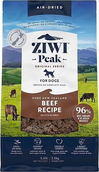 Ziwi Peak Beef Grain-Free Air-Dried Dog Food, 5.5-lb bag slide 1 of 10