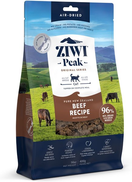 Ziwi Peak Air-Dried Beef Recipe Cat Food, 14-oz bag slide 1 of 8