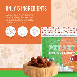 PETIPET Apples + Carrots Bites Soft & Chewy Dog Treats, 5-oz bag