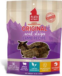 Plato Original Real Strips Lamb Dog Treat, 18-oz bag