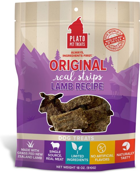 Plato Original Real Strips Lamb Dog Treat, 18-oz bag slide 1 of 4