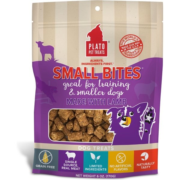 PLATO Small Bites Lamb Dog Soft & Chew Treat, 6oz bag