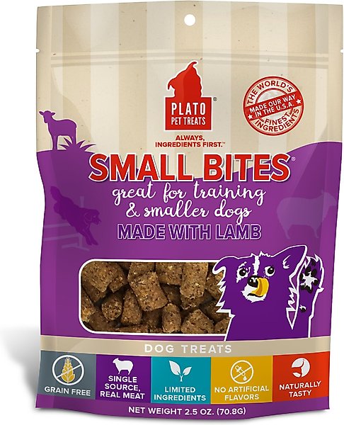 Plato Small Bites Lamb Dog Soft & Chew Treat, 2.5-oz bag slide 1 of 5