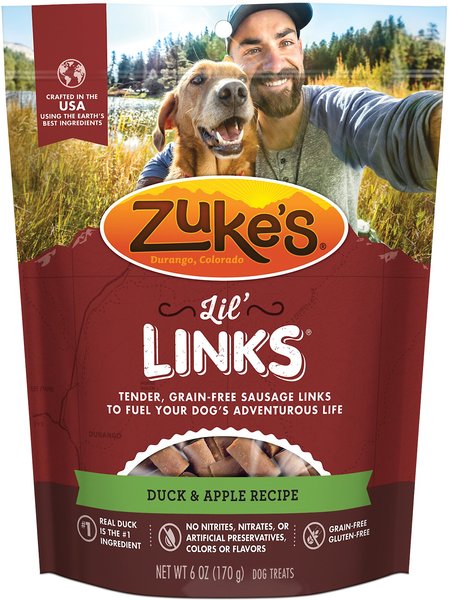 Zuke's Lil' Links Duck & Apple Recipe Grain-Free Dog Treats, 6-oz bag slide 1 of 8
