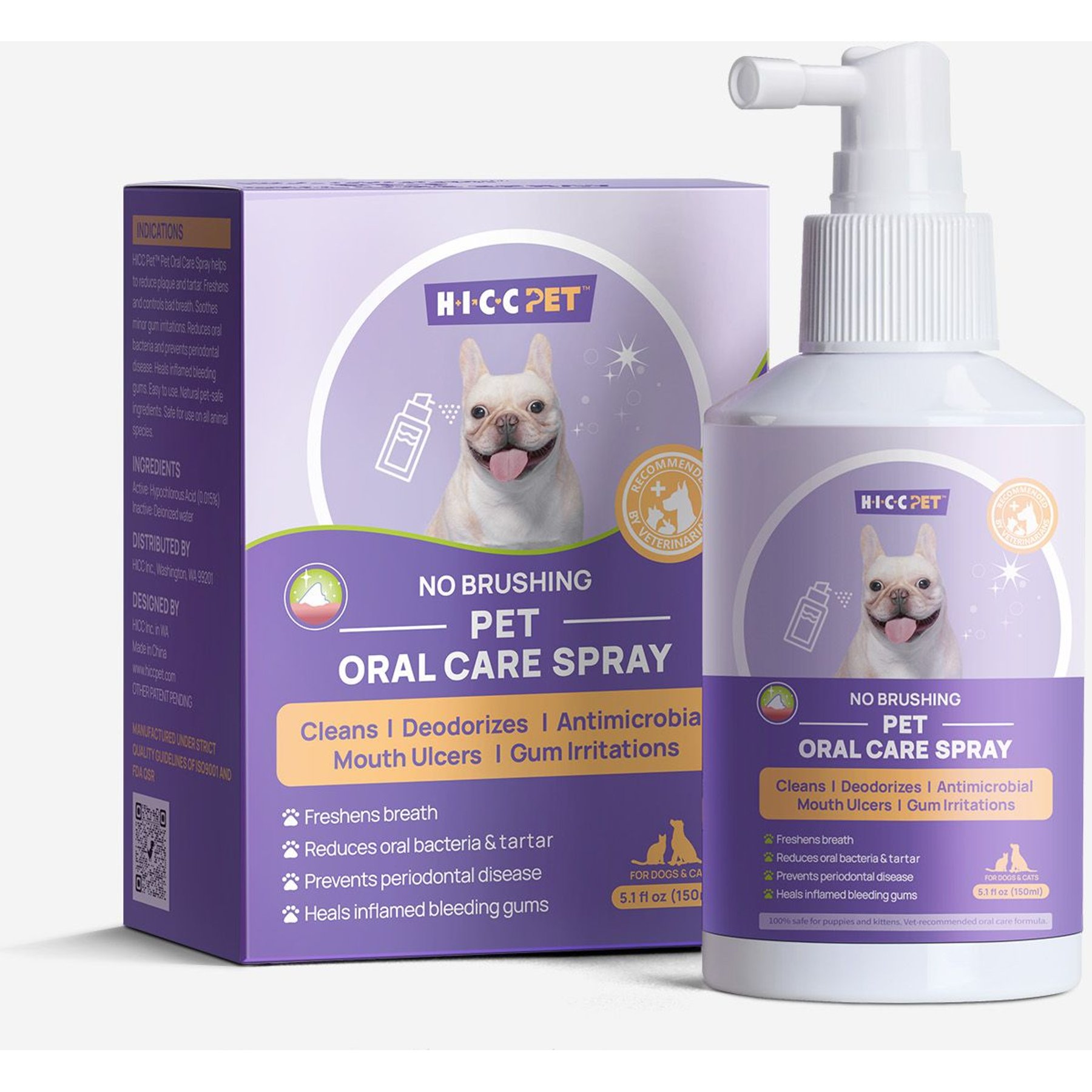 HICC PET Oral Care Cat Dog Dental Spray 5.1 oz bottle Chewy