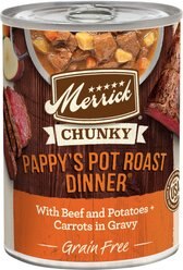 Merrick Chunky Grain-Free Wet Dog Food Pappy's Pot Roast Dinner, 12.7-oz can, case of 12