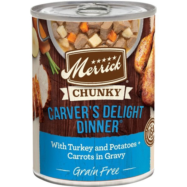 MERRICK Chunky GrainFree Wet Dog Food Big Texas Steak Tips Dinner, 12.