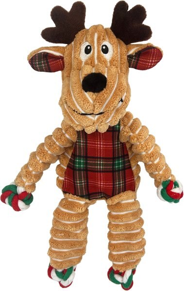 HuggleHounds Holiday Plaid Reindeer Dog Toy