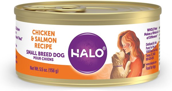 Halo Chicken & Salmon Recipe Grain-Free Small Breed Canned Dog Food, 5.5-oz, case of 12 slide 1 of 10