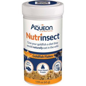 Aqueon Nutrinsect Fish-Free Fish Food Goldfish Flakes, 1.59-oz