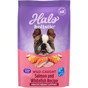 Halo Holistic Wild Salmon & Whitefish Small Breed Dog Food Recipe Healthy Weight, Dry Dog Food Bag, 10-lb bag 