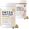 Chew + Heal Anxiety & Stress, 60 count + Omega Skin + Coat Dog Supplement, 180 count