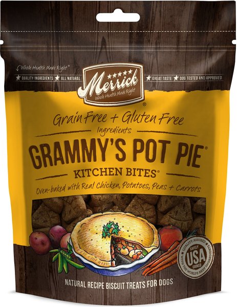 Merrick Kitchen Bites Grammy's Pot Pie Grain-Free Biscuits Dog Treats, 9-oz bag slide 1 of 6