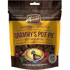 Merrick Kitchen Bites Grammy's Pot Pie Grain-Free Biscuits Dog Treats, 9-oz bag Merrick Kitchen Bites Grammy's Pot Pie Grain-Free Biscuits Dog Treats, 9-oz bag