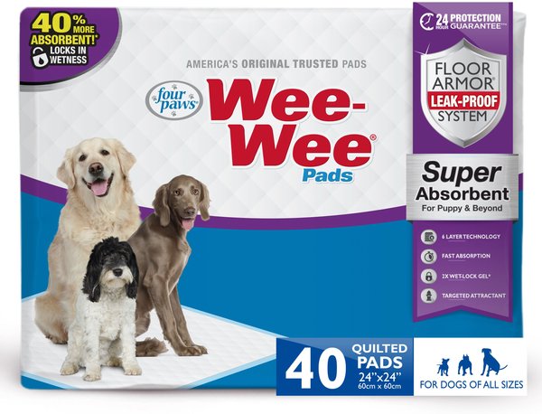 Wee-Wee Pads Unscented Super Absorbent Adult Dog Pee Pads, 24x24-in, 40 count slide 1 of 9