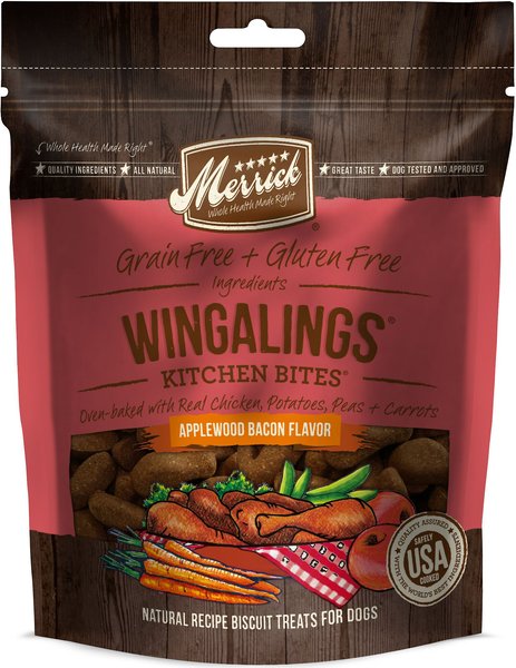 Merrick Kitchen Bites Wingalings Applewood Bacon Flavor Grain-Free Biscuits Dog Treats Merrick Kitchen Bites Wingalings Applewood Bacon Flavor Grain-Free Biscuits Dog Treats