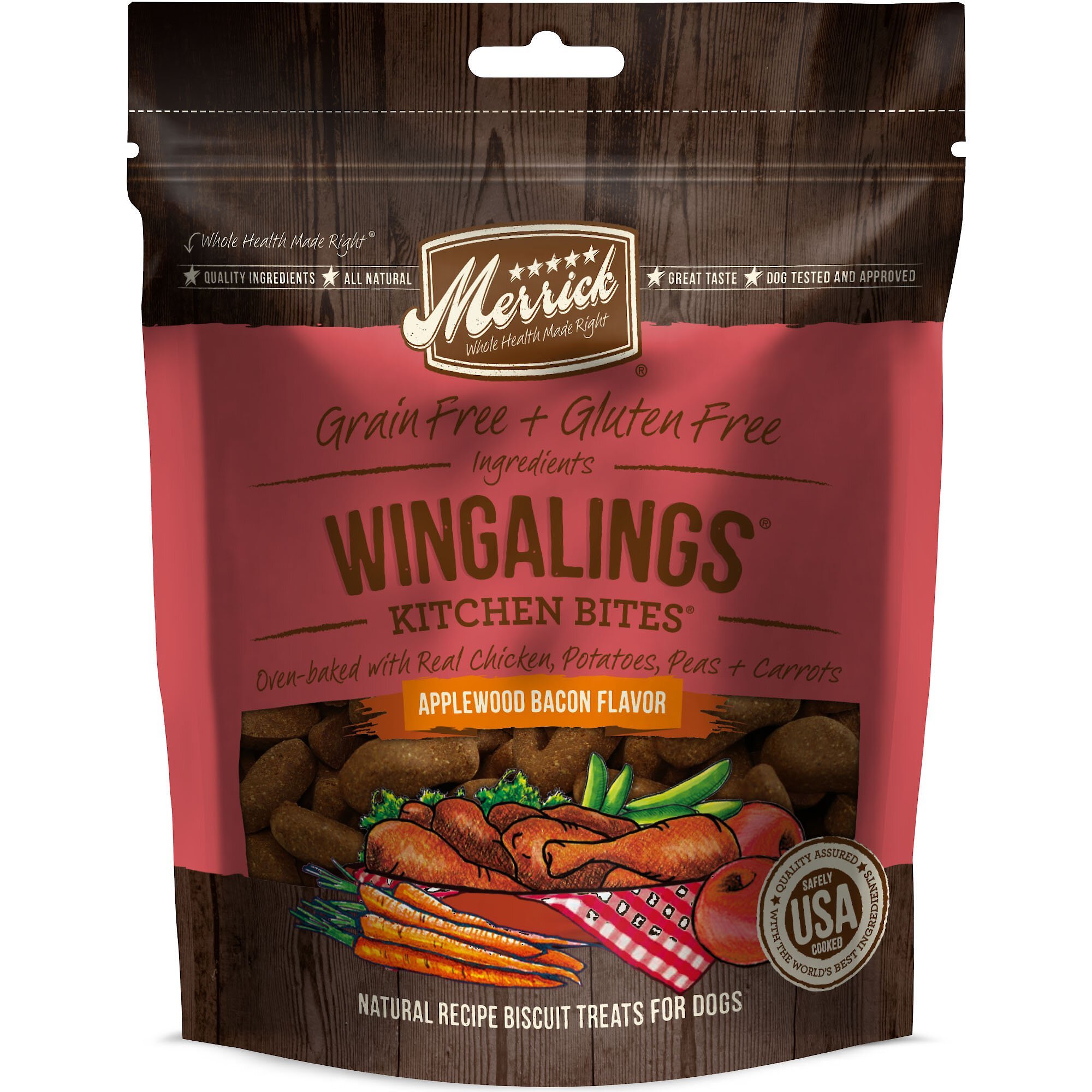 Merrick Kitchen Bites Wingalings Applewood Bacon Flavor Grain-Free Biscuits Dog Treats Merrick Kitchen Bites Wingalings Applewood Bacon Flavor Grain-Free Biscuits Dog Treats