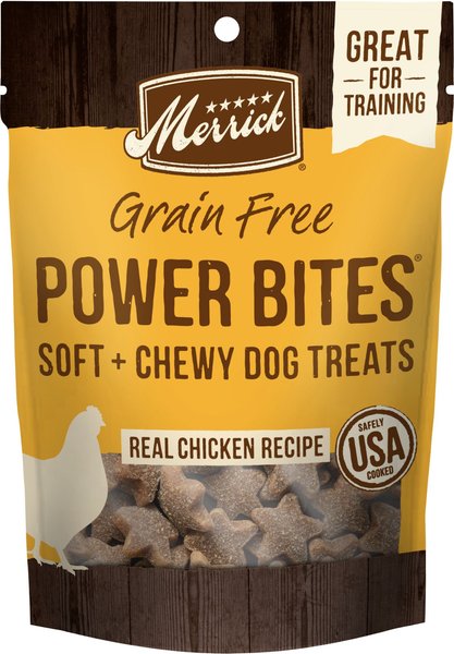 Merrick Power Bites Real Chicken Recipe Grain-Free Soft & Chewy Dog Treats, 6-oz bag slide 1 of 9
