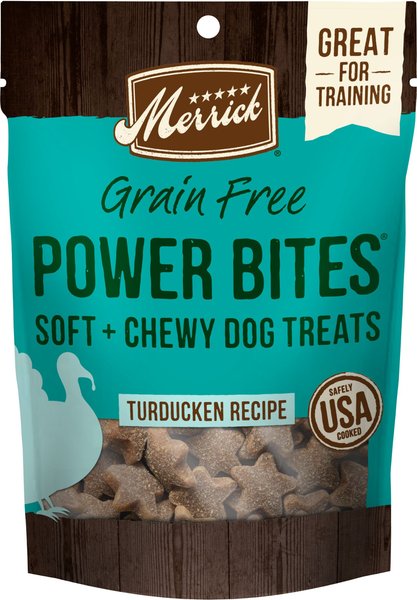 MERRICK Power Bites Turducken Recipe Grain Free Soft Chewy Dog Treats 6 oz bag Chewy