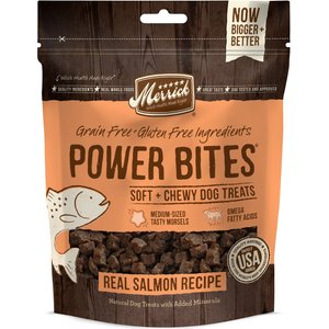 Merrick Power Bites Real Salmon Recipe Grain-Free Soft & Chewy Dog Treats, 6-oz bag