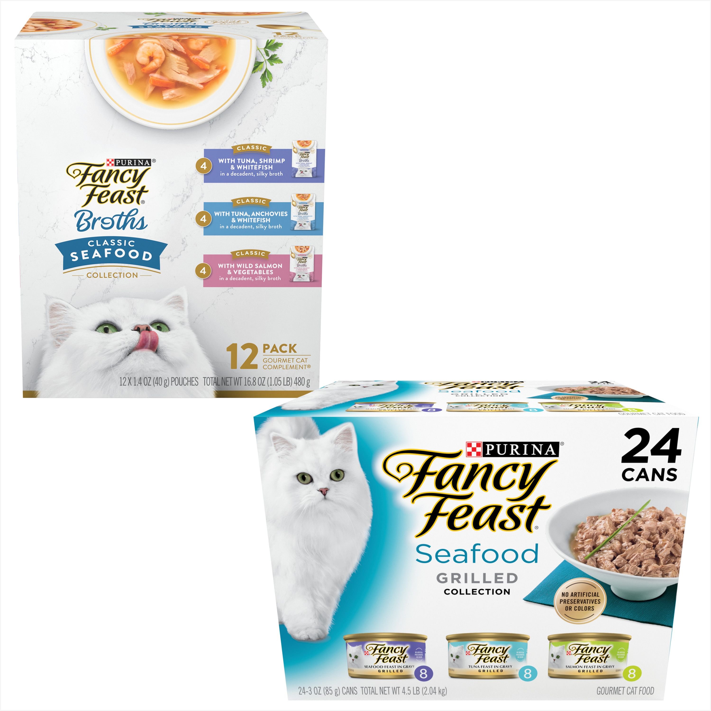 FANCY FEAST Classic Collection Broths Variety Pack Complement Wet Cat ...