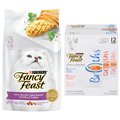 Fancy Feast Classic Collection Broths Variety Pack Complement Wet Food + Purina with Savory Chicken & Turkey Dry Cat Food