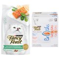 Fancy Feast Classic Collection Broths Variety Pack Complement Wet Food + Gourmet Ocean Fish & Salmon & Accents of Garden Greens Dry Food
