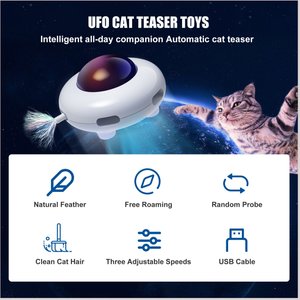 Shele UFO Interactive Cat Toy, White, Small