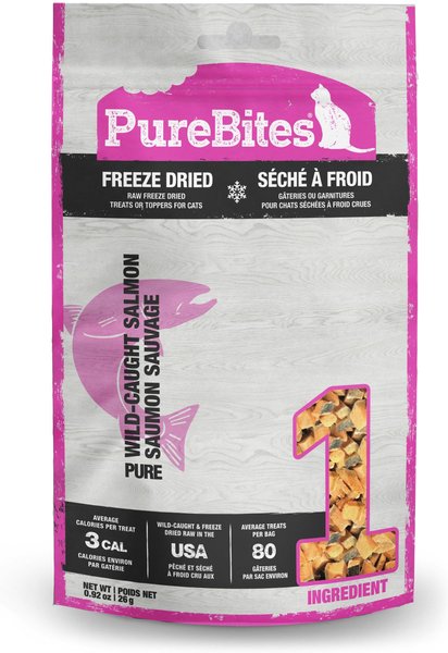 PureBites Salmon Freeze-Dried Raw Cat Treats, 0.92-oz bag slide 1 of 11
