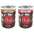 Purina ONE SmartBlend True Instinct Tender Cuts in Gravy with Real Beef & Wild-Caught Salmon + Tender Cuts in Gravy with Real Turkey & Venison Canned Dog Food