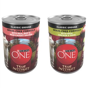 Purina ONE SmartBlend True Instinct Classic Ground with Real Beef & Wild-Caught Salmon + True Instinct Classic Ground with Real Chicken & Duck Canned Dog Food
