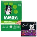 Iams MiniChunks Small Kibble High Protein Dry Food + Cesar Classic Loaf in Sauce Beef Recipe, Filet Mignon, Grilled Chicken, & Porterhouse Steak Flavors Variety Pack Dog Food