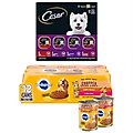 Pedigree Chopped Ground Dinner Chicken with Beef Wet Food Variety Pack + Cesar Classic Loaf in Sauce Beef Recipe, Filet Mignon, Grilled Chicken, & Porterhouse Steak Flavors Variety Pack Dog Food