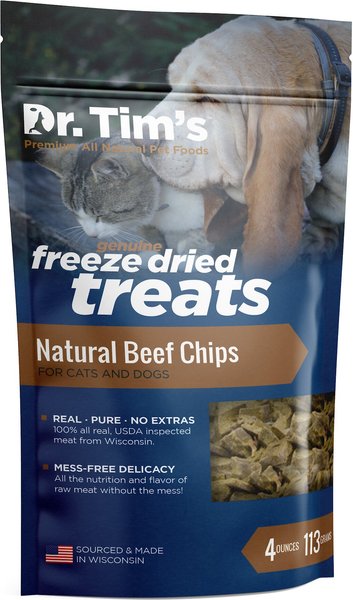 Dr. Tim's Natural Beef Chips Genuine Freeze-Dried Dog & Cat Treats, 4-oz bag slide 1 of 5