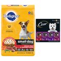 Pedigree Small Dog Complete Nutrition Grilled Steak & Vegetable Flavor Dry Food + Cesar Classic Loaf in Sauce Beef Recipe, Filet Mignon, Grilled Chicken, & Porterhouse Steak Flavors Variety Pack Dog Food