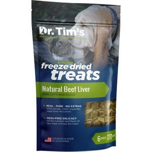 Dr. Tim's Natural Beef Liver Genuine Freeze-Dried Dog & Cat Treats, 6-oz bag