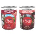 Purina ONE SmartBlend True Instinct Tender Cuts in Gravy with Real Beef & Wild-Caught Salmon + Tender Cuts in Gravy Beef & Barley Entree Canned Dog Food