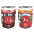 Purina ONE SmartBlend True Instinct Tender Cuts in Gravy with Real Beef & Wild-Caught Salmon + Tender Cuts in Gravy Chicken & Brown Rice Entree Canned Dog Food