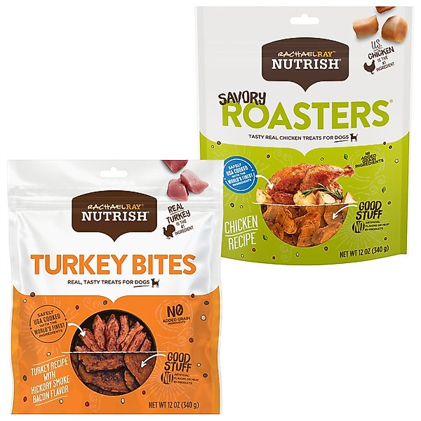 Rachael Ray Nutrish Savory Roasters Roasted Chicken + Turkey Bites Hickory Smoke Bacon Recipe Dog Treats slide 1 of 9