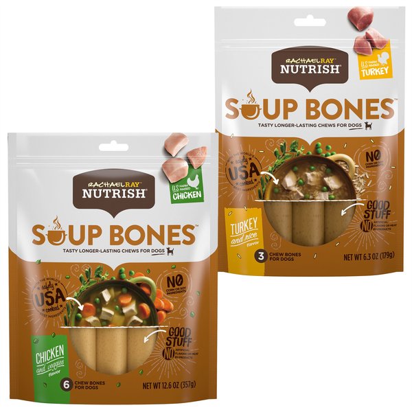 Rachael Ray Nutrish Soup Bones Turkey & Rice Flavor + Chicken & Veggies Flavor Dog Treats slide 1 of 9