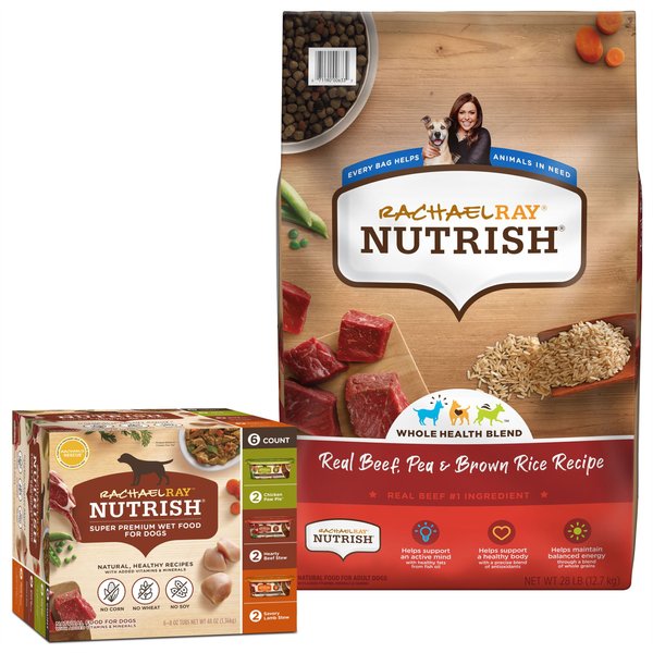 Rachael Ray Nutrish Real Beef, Pea, & Brown Rice Recipe Dry Food + Natural Variety Pack Wet Dog Food slide 1 of 9