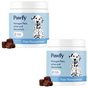 Pawfy Pain Management Bacon Flavor Chews Dog Supplement, 60 count