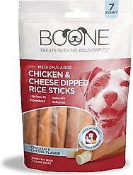 Boone Large Chicken & Cheese Dipped Rice Stick Jerky Dog Treats, 7 count