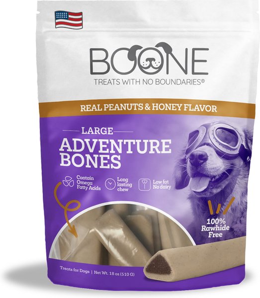 BOONE Big Adventure Bones Peanut Butter Honey Dog Chew Treats 18 oz bag Chewy