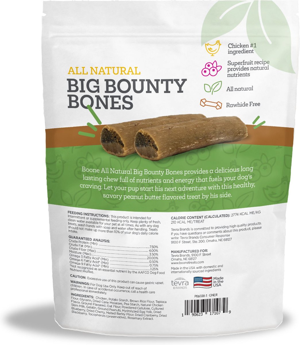 BOONE Bounty Big Bones Peanut Butter Flavor Dog Treats, 16oz abg