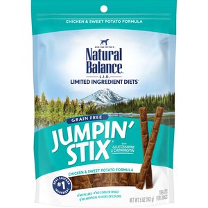 Natural Balance Limited Ingredient Diets Jumpin’ Stix Chicken & Sweet Potato Formula Dog Treats, 5-oz bag