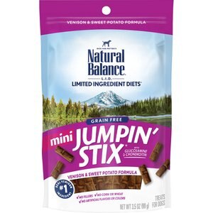 Natural Balance Limited Ingredient Diets Mini Jumpin’ Stix Venison & Sweet Potato Formula Dog Treats, 3.5-oz bag