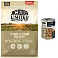 Bundle: Premium Chunks Duck Recipe in Bone Broth Wet Food + Singles Limited Ingredient Duck & Pear Dry ...