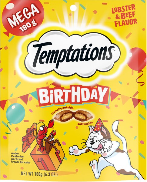 Temptations Birthday Lobster & Beef Flavored Crunchy Cat Treats, 6.3-oz bag, pack of 3 slide 1 of 9